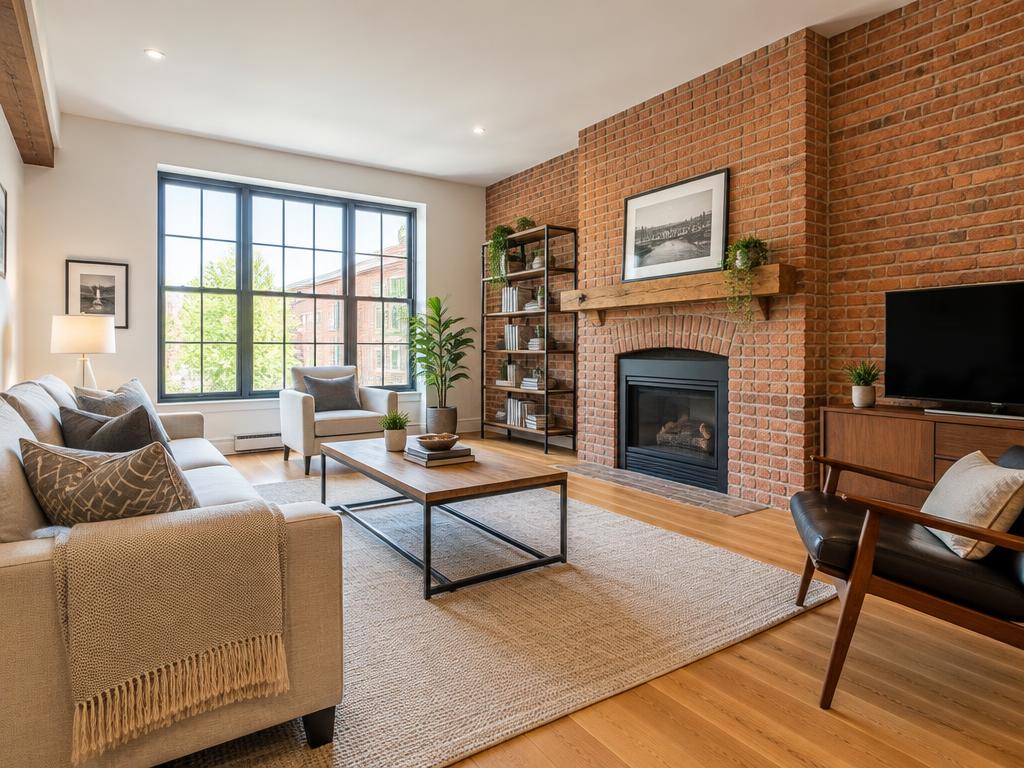 Appartement lumineux, briques apparentes
