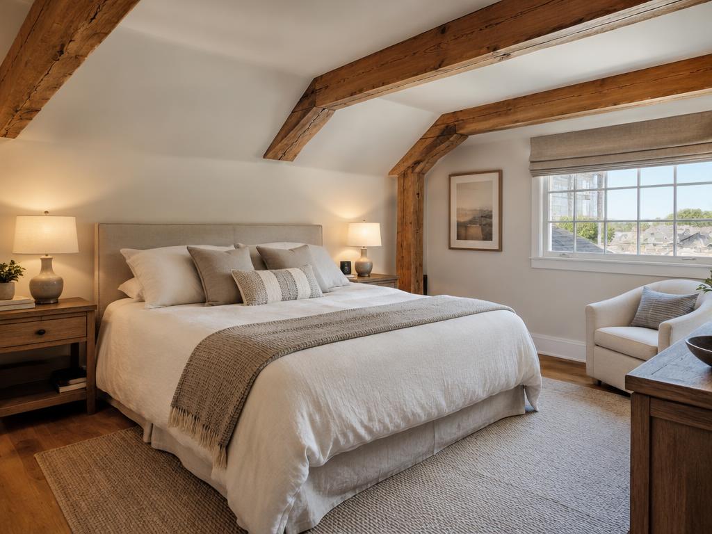Maison sous combles, poutres apparentes